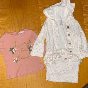 Zara Pink and Cream Kids Sweatshirt & Hoodie Set